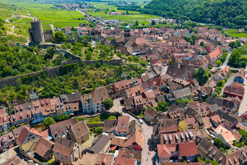 Aerial view of the village of Kaysersberg in Alsace France	