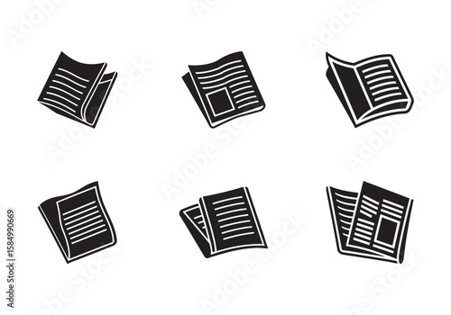 set of newspaper icon silhouette vector illustration