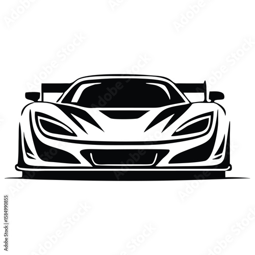 Black and white sports car vector illustration modern design