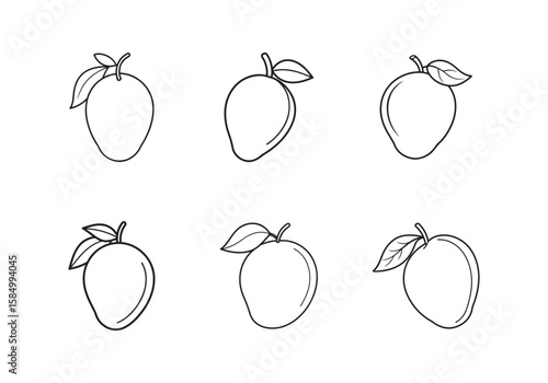 mango icon line art vector illustration