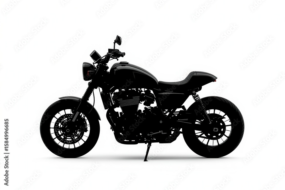 Obraz premium Sleek black motorcycle with a retro design stands out, blending classic styling with modern lines.