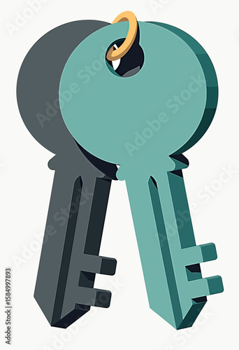 Unlock New Possibilities: Prominent Graphic of a Large Blue-Green Key, Symbolizing Solutions, Access, Opportunity, and the Concept of Unlocking Potential or New Beginnings in Various Contexts.
