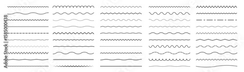 Waves line set.  Lines, waves, zigzag, borders.  Geometric vintage line collection. Vector illustration