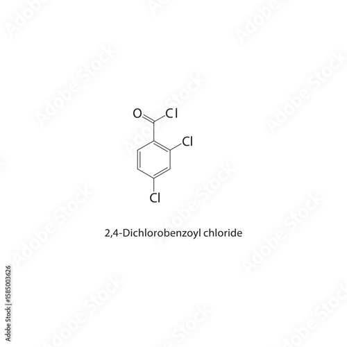 2,4-Dichlorobenzoyl chloride skeletal structure. acid chloride compound schematic illustration. Simple diagram, chemical formula.