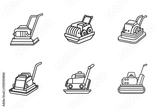 vibratory plate compactor icon line art vector illustration
