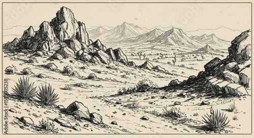 Icy mountain peaks pierce the winter sky, dominating a vast snowy landscape with scattered trees