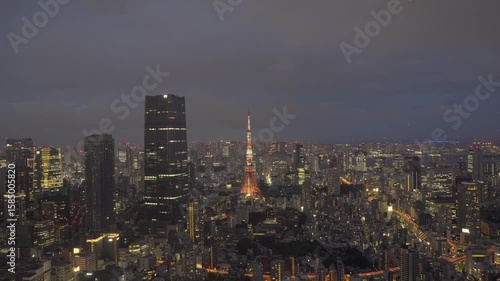 Wallpaper Mural Tokyo Evening Timelapse: Mori Tower and City Lights Coming to Life Torontodigital.ca