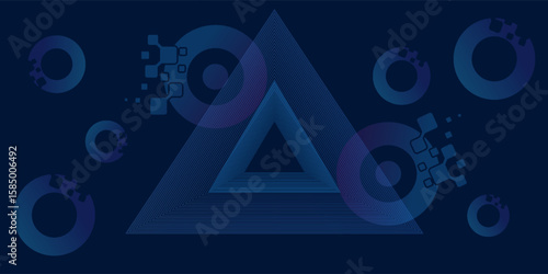 Blue background  triangle design and soles pattern line style simple good