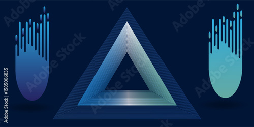 Blue background  triangle design and soles pattern line style