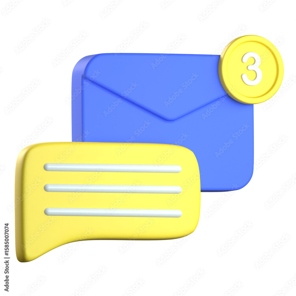 Fototapeta premium Email-Based Communication 3D Icon Colorful Design