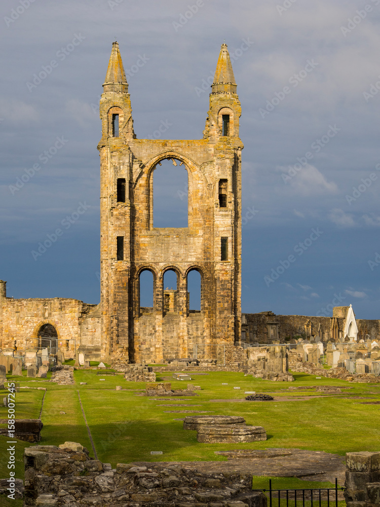 Fototapeta premium Sunrise, St Andrews Cathedral, St Andres, Scotland.