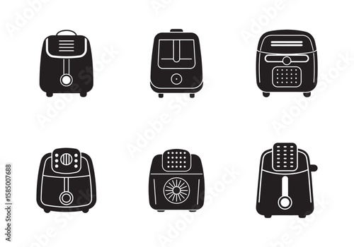 air fryer icon silhouette vector illustration