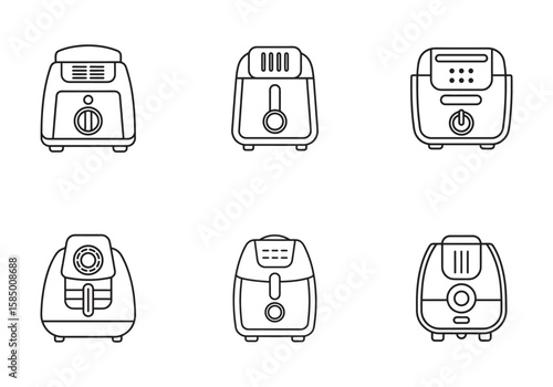 air fryer icon line art vector illustration