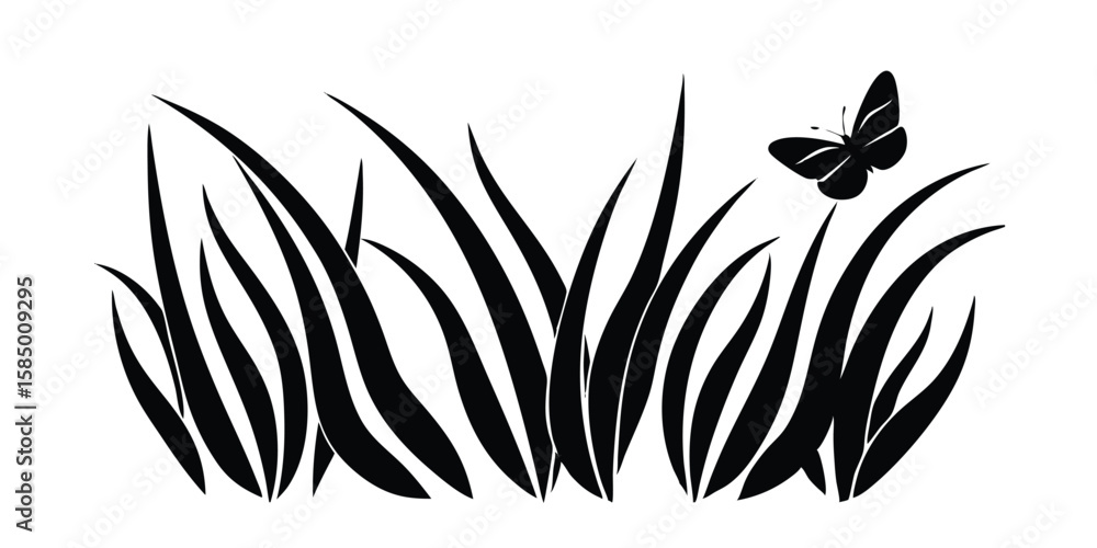 Fototapeta premium grass and flowers vector
