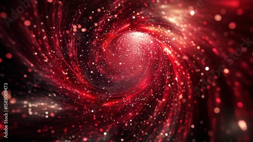 Abstract Red Vortex with Sparkling Particles and Dynamic Light Effects