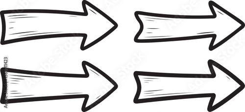 Set of double headed thick arrows for marketing path diagrams