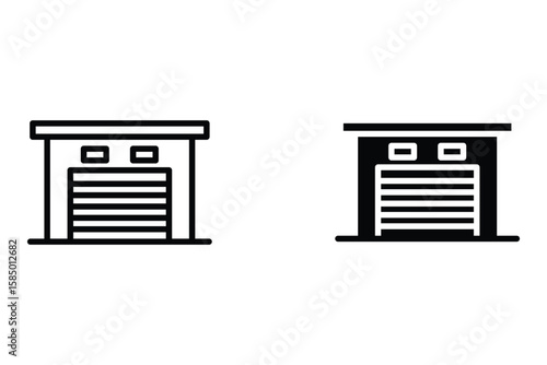 Garage icon set, vehicle, carport, storage, car, car vector illustration. Garage editable stroke icon. vector eps 10