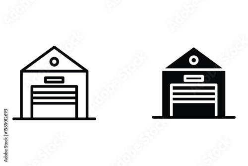 Garage icon set, vehicle, carport, storage, car, car vector illustration. Garage editable stroke icon. vector eps 10