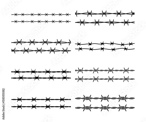 Barbed wire patterns black fence security