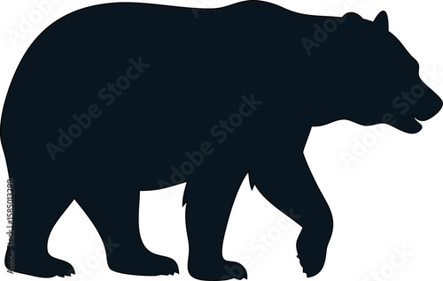 Wildlife bear silhouette walking proudly, great for logos or emblems.