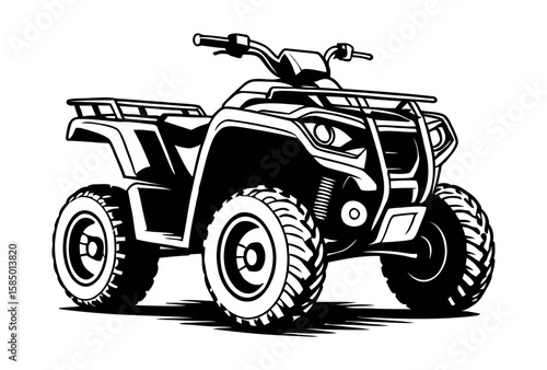 Black and white quad bike all terrain vehicle illustration