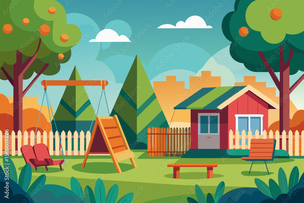 Fototapeta premium rural landscape with houses
