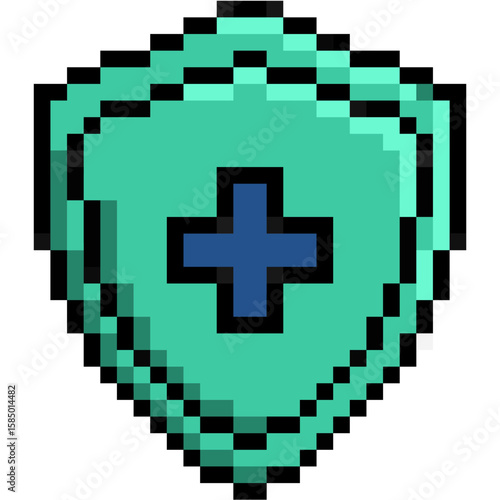 Health shield vector, symbolizing protection, immunity, and wellness. Ideal for medical apps, insurance services, or public health campaigns representing robust defense and well-being.