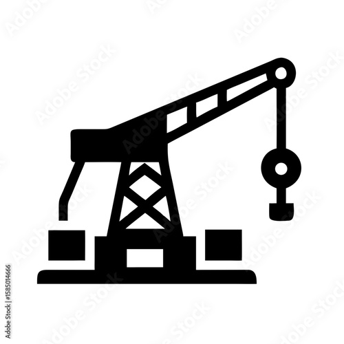 crane for installation of oil equipment icon in minimalist line art design