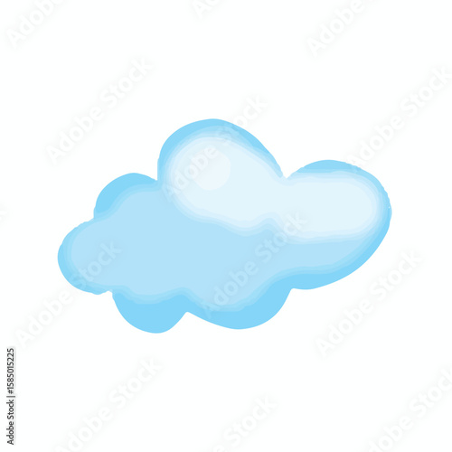 Kawaii watercolor blue cloud illustration character. Set of kawaiii baby new born element design stock. 