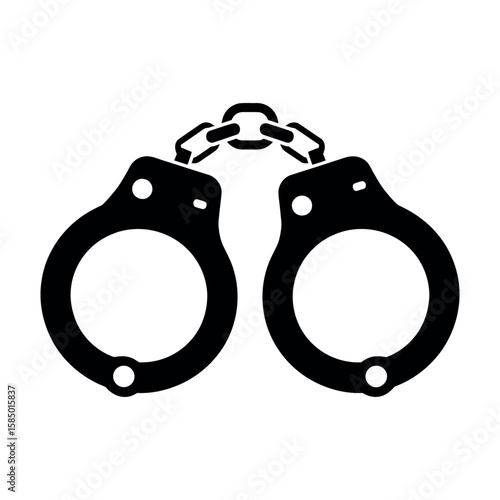 Black metal handcuffs chain restraint