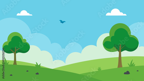 landscape with trees and clouds