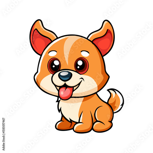 Cute little dog cartoon isolate on white backgroud 