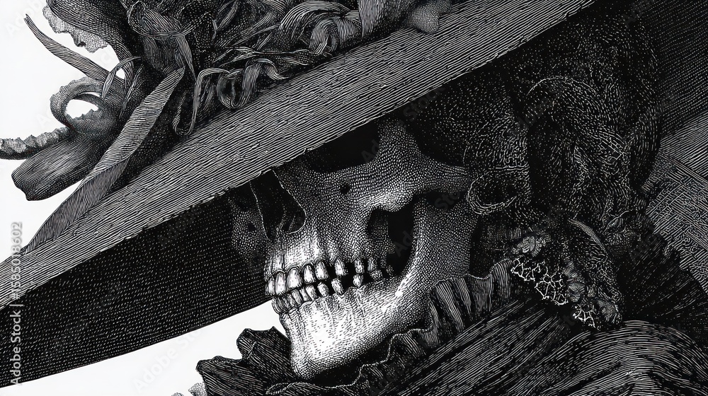 Naklejka premium A grim, elegant skull portrait