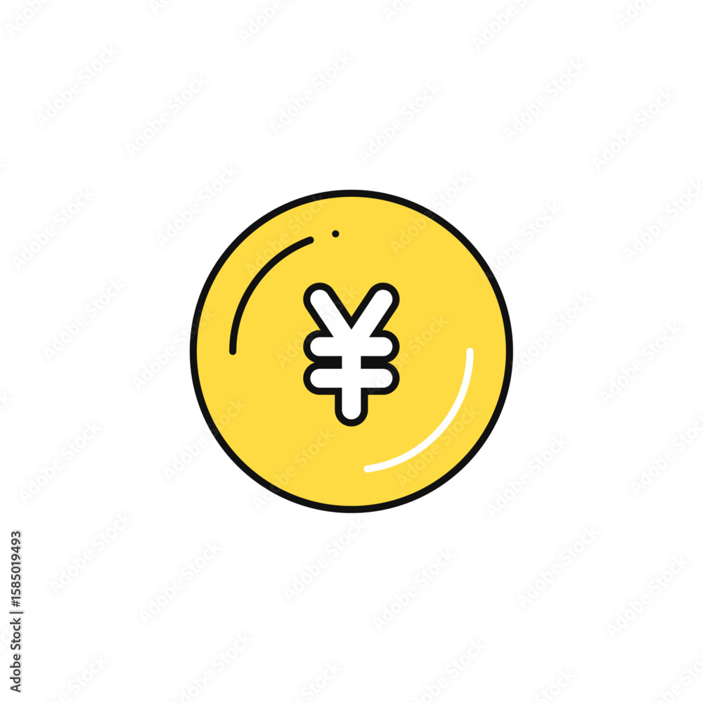 Fototapeta premium 日本円マークのコインのシンプルなベクターアイコンイラスト