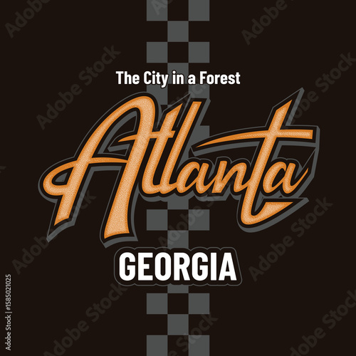 Vintage typography design in vector illustration. Atlanta, Georgia. Clothing,t shirt,apparel and other uses. Abstract design with the grunge and denim style. Vector print, typography, poster.