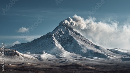 Wallpaper Mural Majestic Snow-Capped Mountain Peak Emerging from Thick Clouds Creating a Dramatic Atmosphere and Capturing the Beauty of Winter Wilderness Landscape Torontodigital.ca