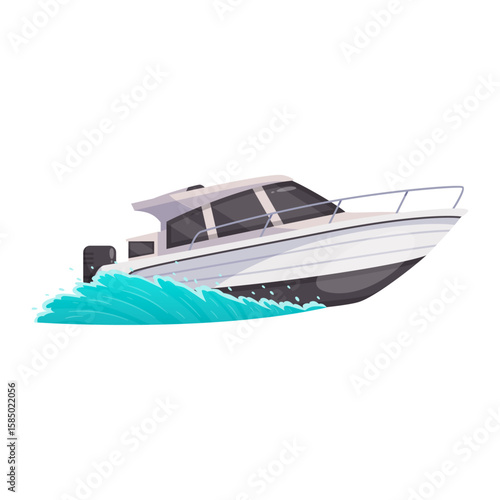 Speedboat Adventure: A sleek speedboat slices through the waves, offering a dynamic visual of maritime travel and aquatic excitement.
