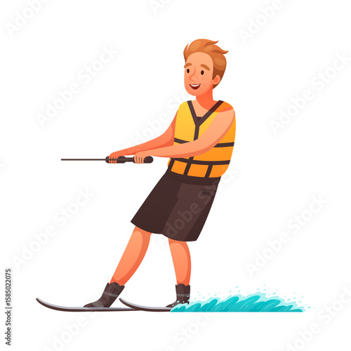 Water Skiing Thrills: A depiction of someone water skiing. They are on the surface, moving swiftly across the water, the essence of watersport excitement.