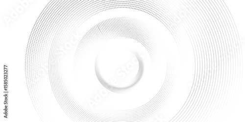 Abstract background with grey gradient circle ring. Spiral sound wave rhythm line dynamic shape. abstract background, Vector illustration design for presentation, banner, cover, poster, texture Etc.
