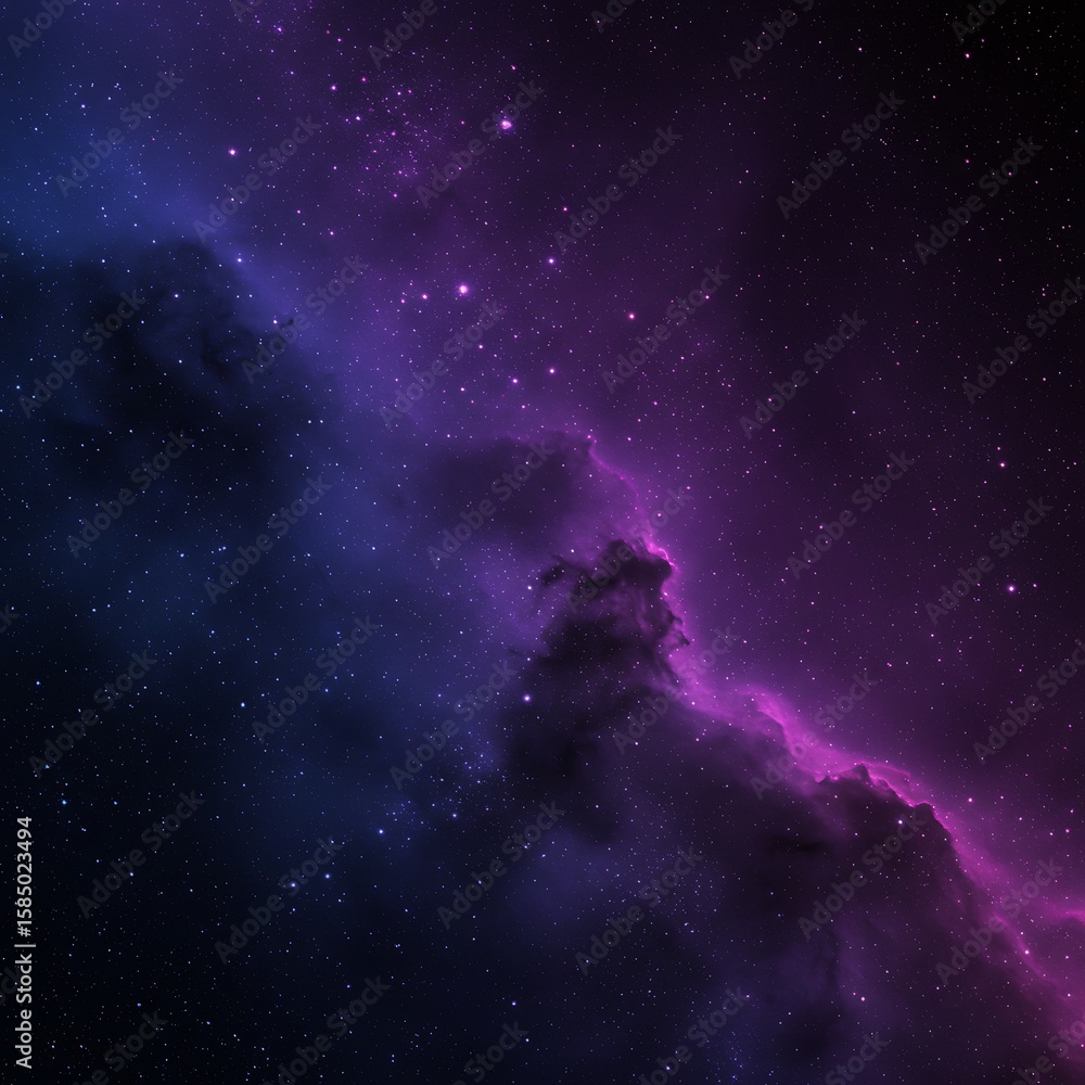 Fototapeta premium Fantasy Nebula Space Background with Glowing Stars and Clouds