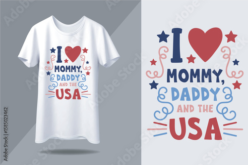 I Love mommy daddy t shirt design with white mockup.