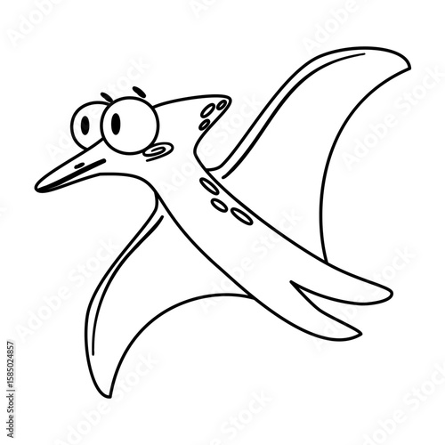A cartoon pterosaur with a comical expression, featuring large eyes and a streamlined body. The creature is depicted in a simple, playful style.