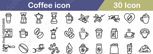 Coffee Icon Set Collection for Cafes and Baristas
