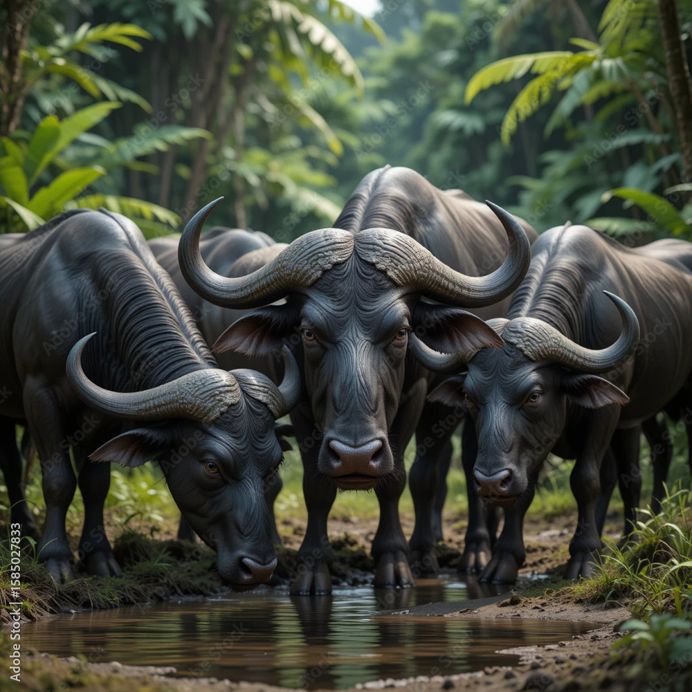 Fototapeta premium Animals drinking water 
