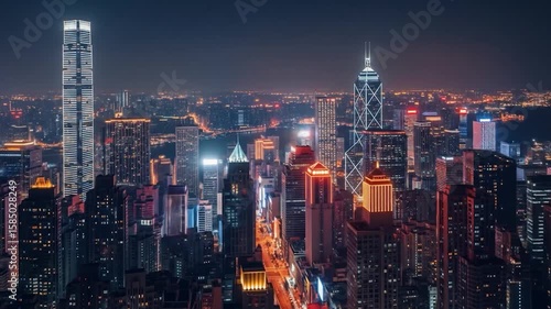 Wallpaper Mural Hong Kong Cityscape at Night: Illuminated Skyscrapers and Urban Lights Torontodigital.ca