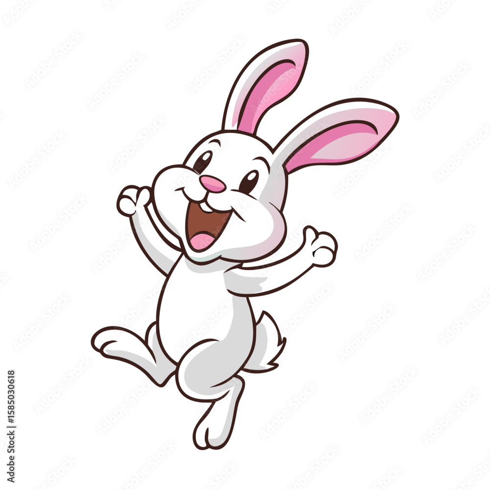 Cartoon happy bunny jumping isolate Cartoon happy bunny jumping isolate