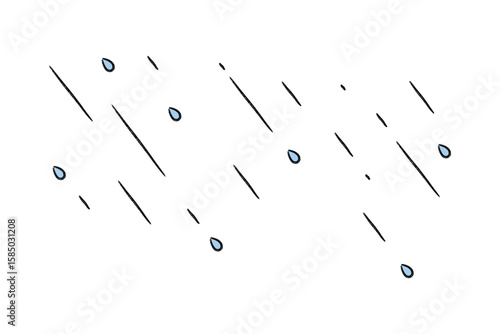 Cartoon Rain Elements Clipart. Rain Drops on white background.Illustration.Vecter 