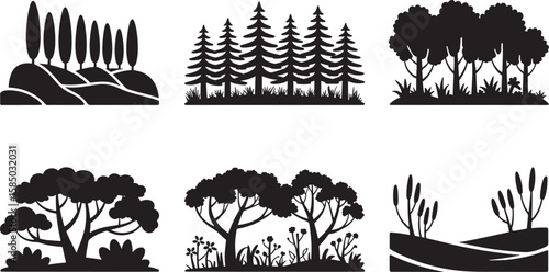 Six Diverse Woodland Silhouettes Collection