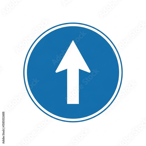 Free Download A simple blue circular road sign directs traffic straight ahead. - GFXLoad