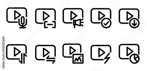  Micro icons as audio, , advertisement Pro Vector. editable


